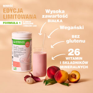 Koktajl odżywczy F1 – 550 g | brzoskwinie i owoce liczi